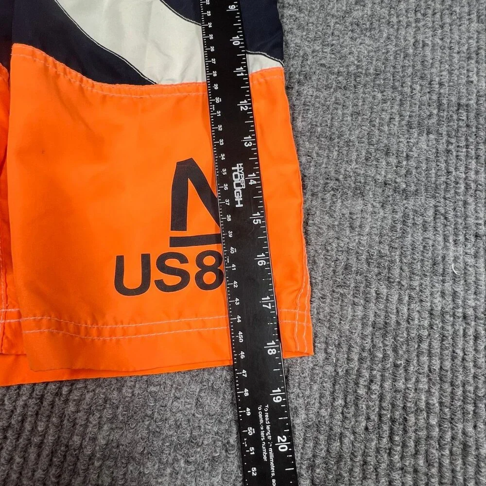 Nautica Boy Swim Trunks Shorts M (10/12) Orange Black US83 Colorblock Mesh Lined
